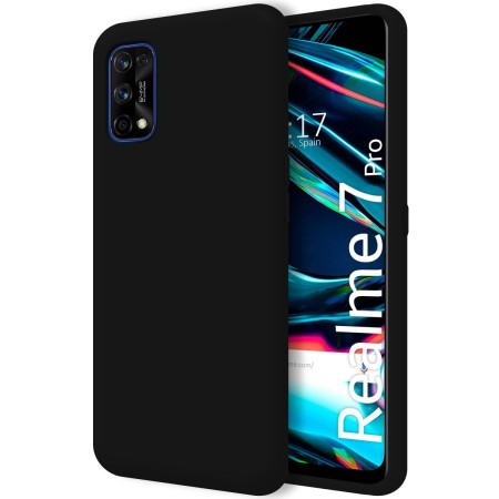 Funda Silicona Líquida Ultra Suave para Realme 7 Pro color Negra