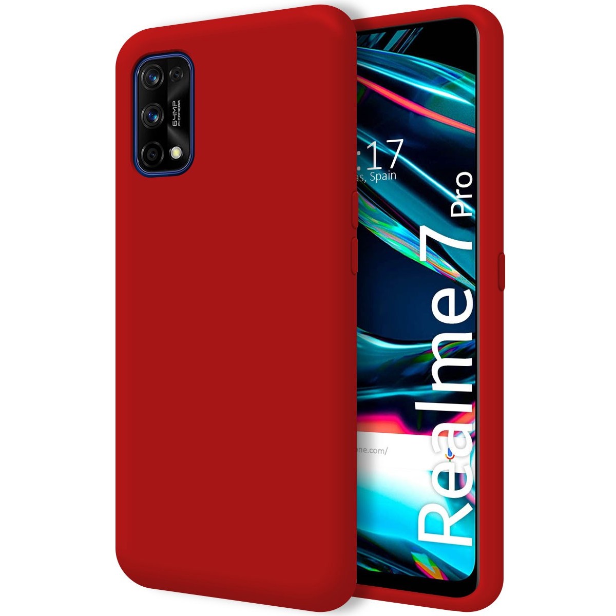 Funda Silicona Líquida Ultra Suave para Realme 7 Pro color Roja