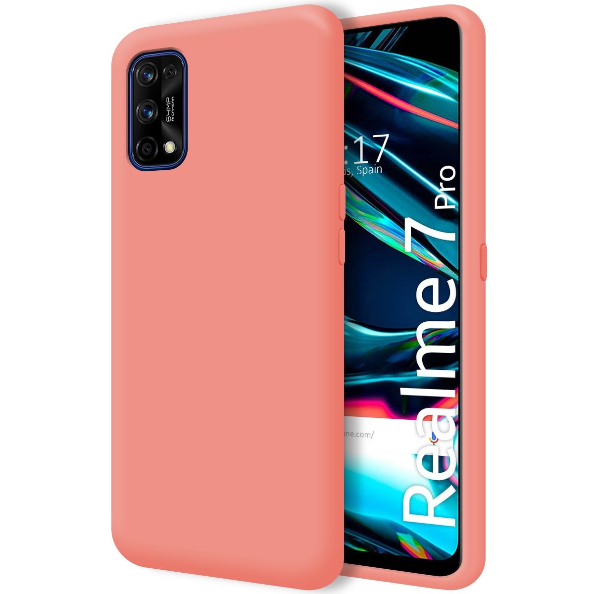 Funda Silicona Líquida Ultra Suave para Realme 7 Pro color Rosa