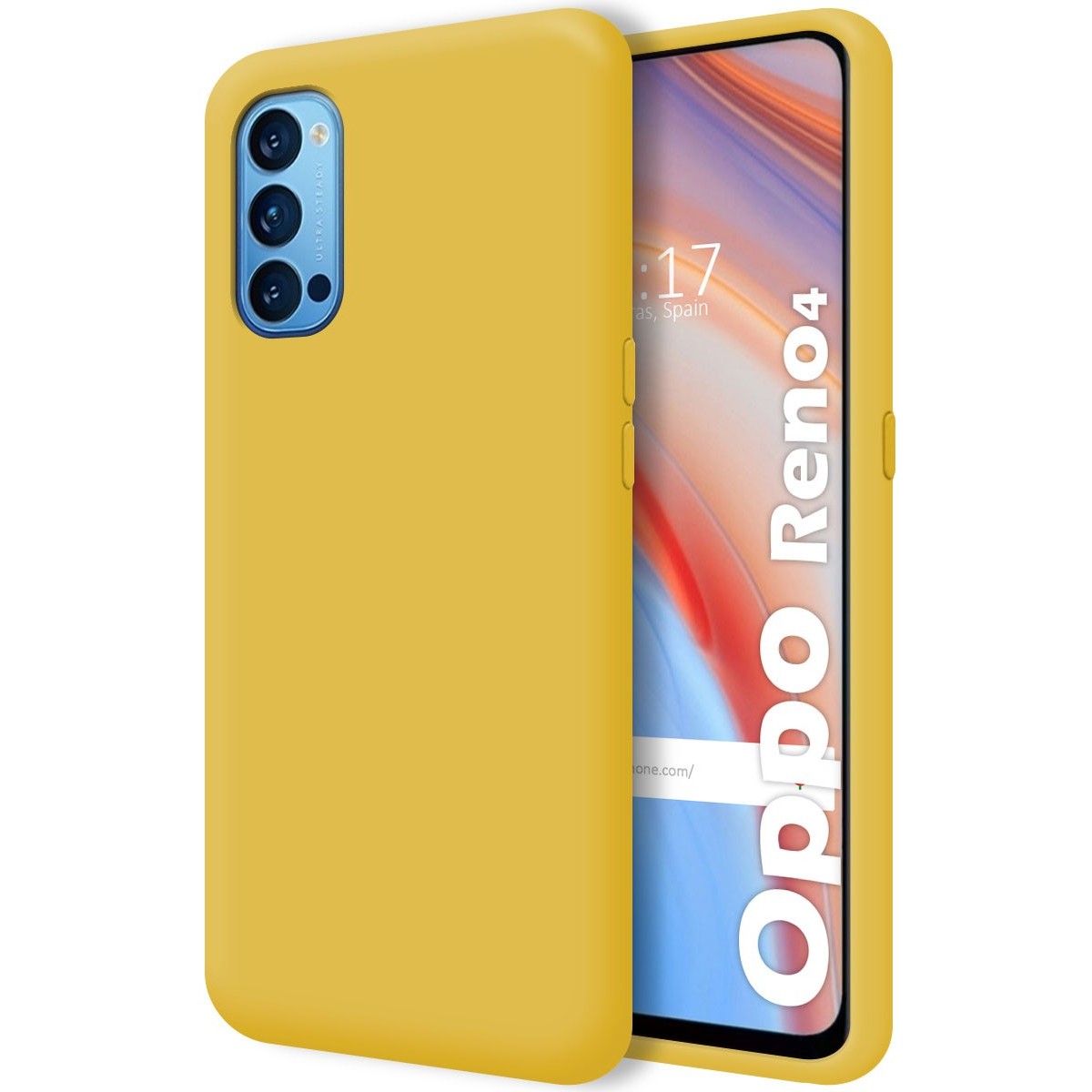 Funda Silicona Líquida Ultra Suave para Oppo Reno 4 5G color Amarilla