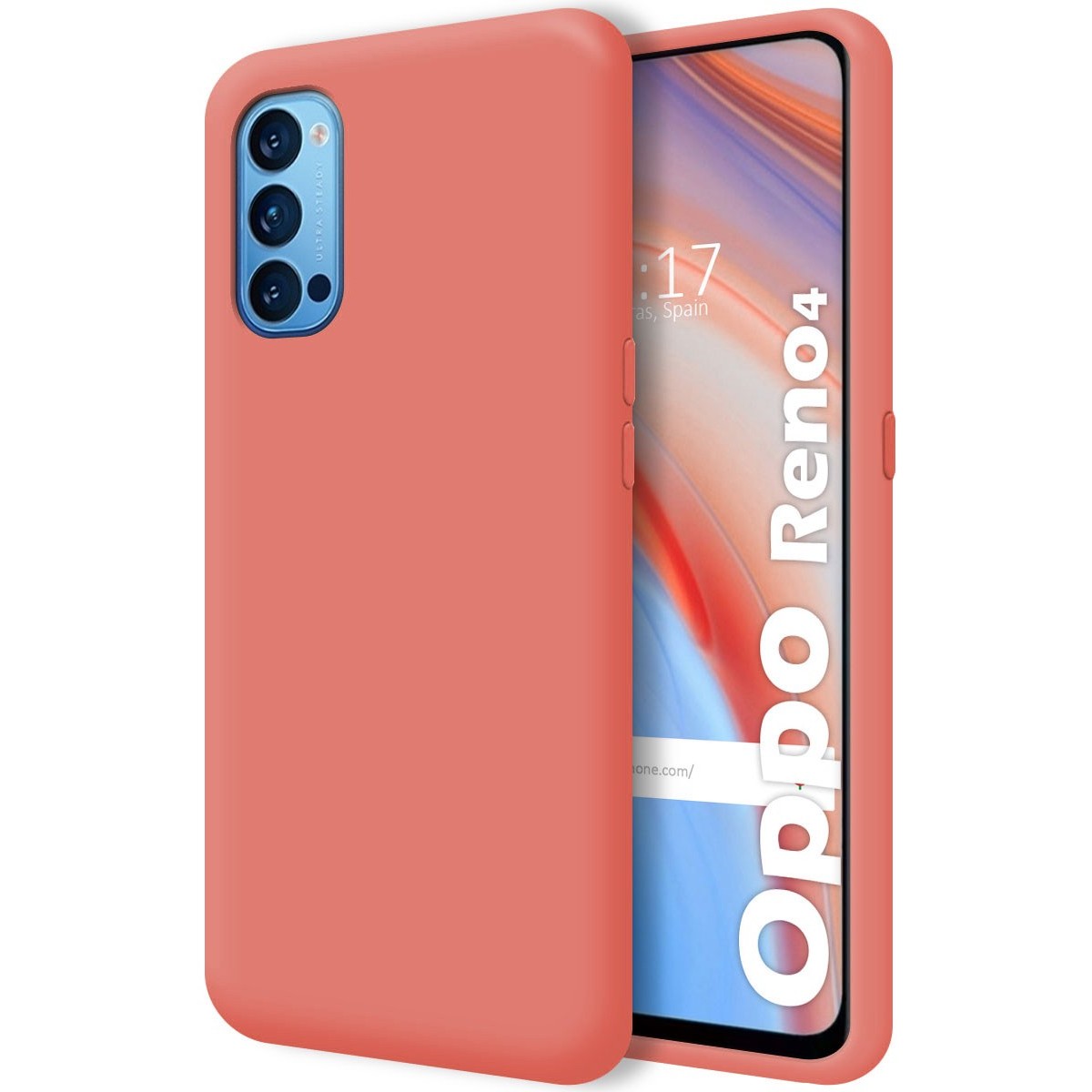 Funda Silicona Líquida Ultra Suave para Oppo Reno 4 5G color Rosa