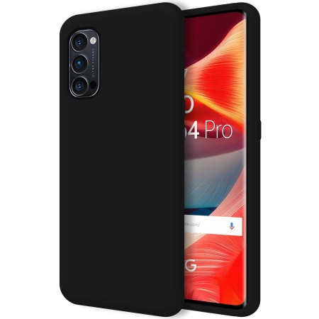 Funda Silicona Líquida Ultra Suave para Oppo Reno 4 Pro 5G color Negra
