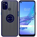 Funda Mate con Borde Azul y Anillo Giratorio 360 para Oppo A53 / A53s