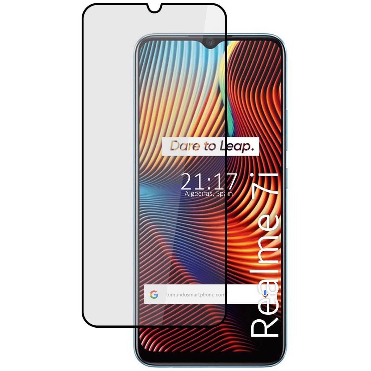 Protector Cristal Templado Completo 5D Full Glue Negro para Realme 7i / Narzo 30A Vidrio