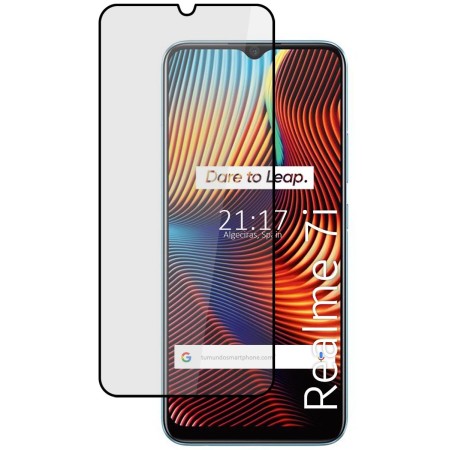 Protector Cristal Templado Completo 5D Full Glue Negro para Realme 7i / Narzo 30A Vidrio