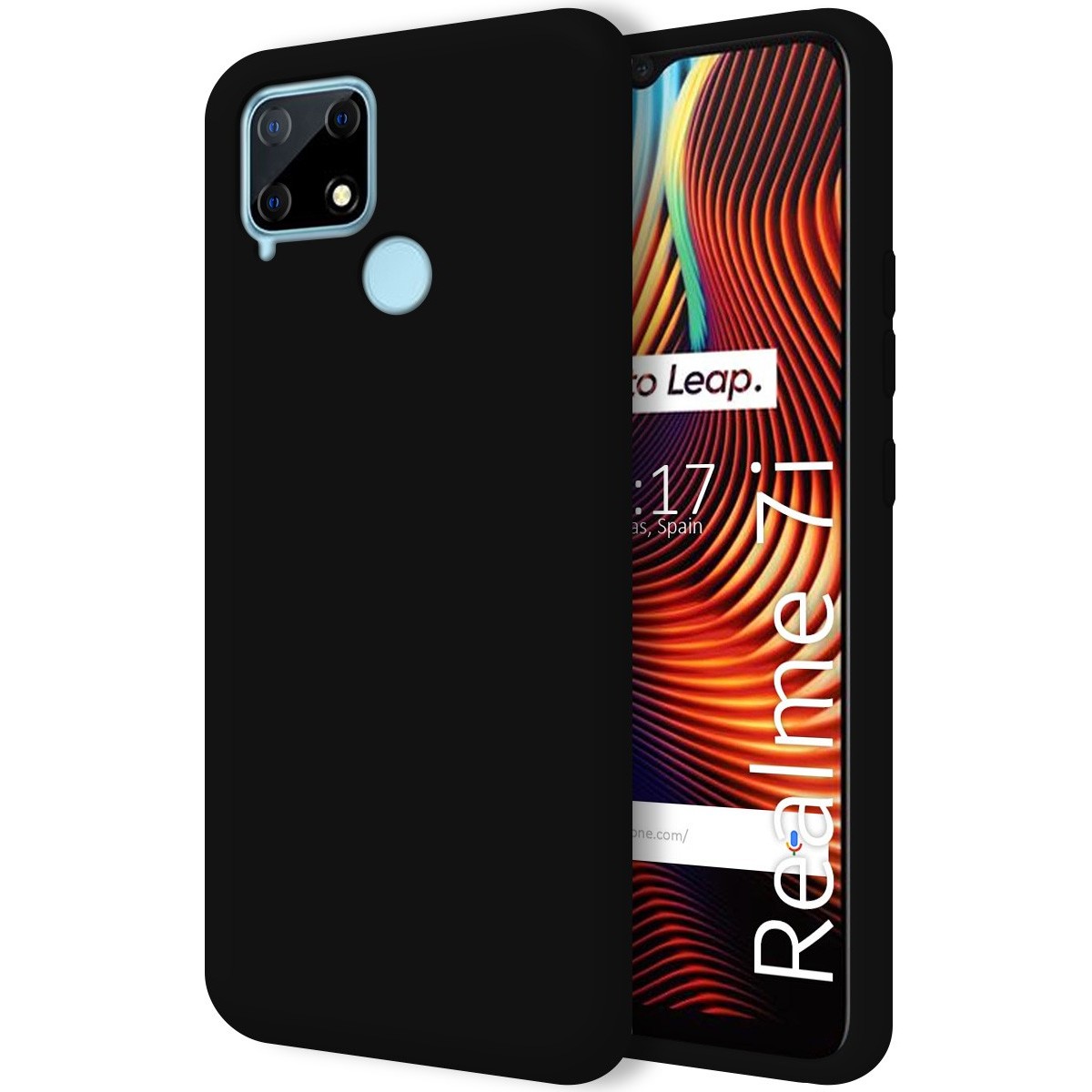 Funda Silicona Líquida Ultra Suave para Realme 7i / Narzo 30A color Negra