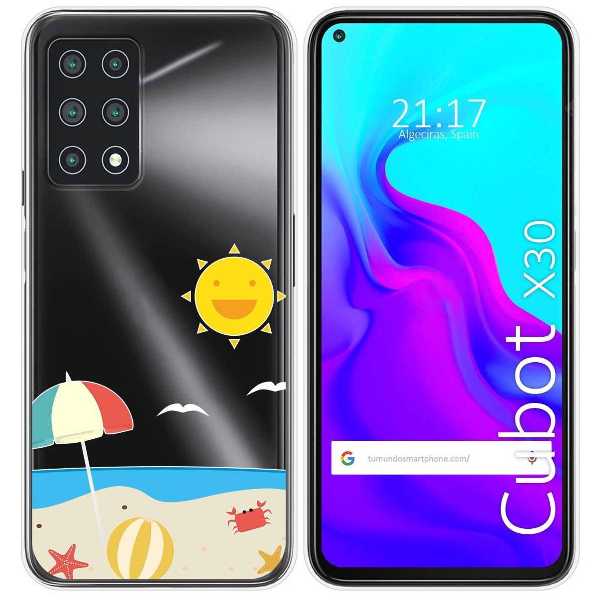 Funda Gel Transparente para Cubot X30 diseño Playa Dibujos