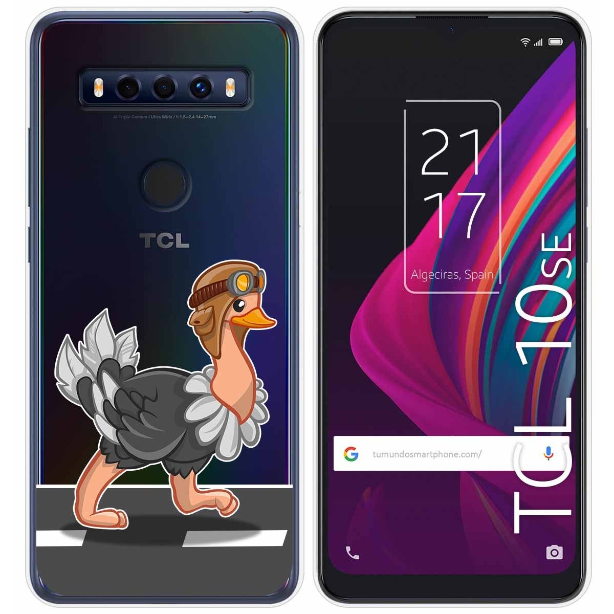 Funda Gel Transparente para TCL 10 SE diseño Avestruz Dibujos