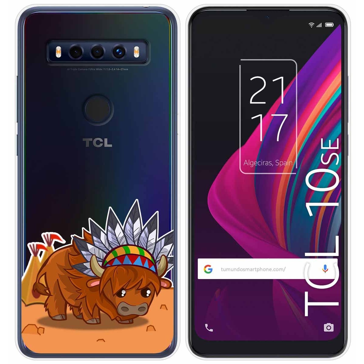 Funda Gel Transparente para TCL 10 SE diseño Bufalo Dibujos