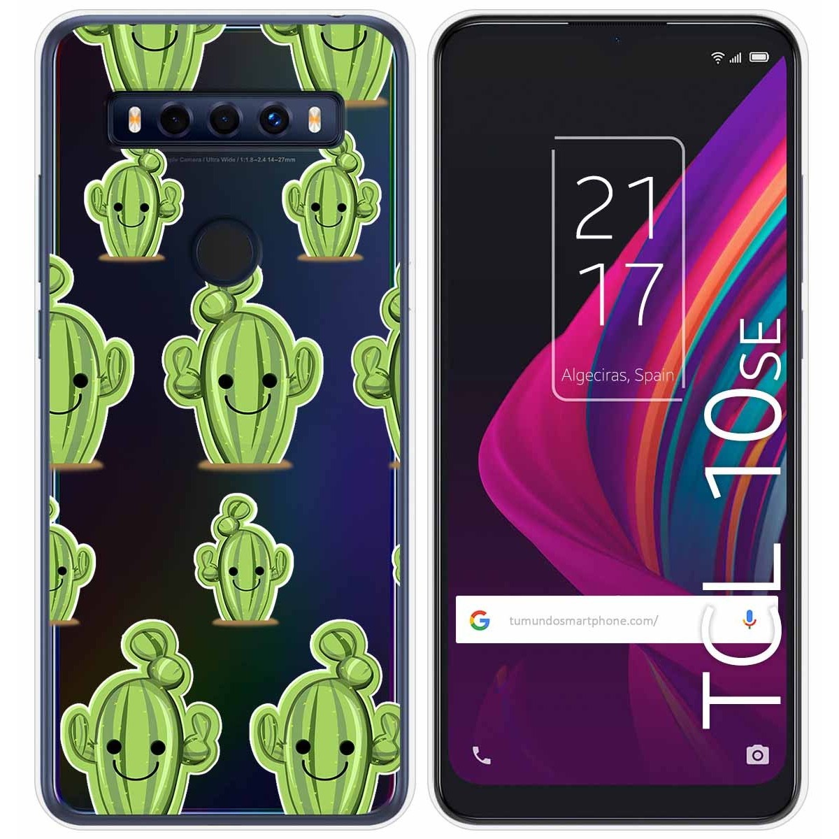 Funda Gel Transparente para TCL 10 SE diseño Cactus Dibujos