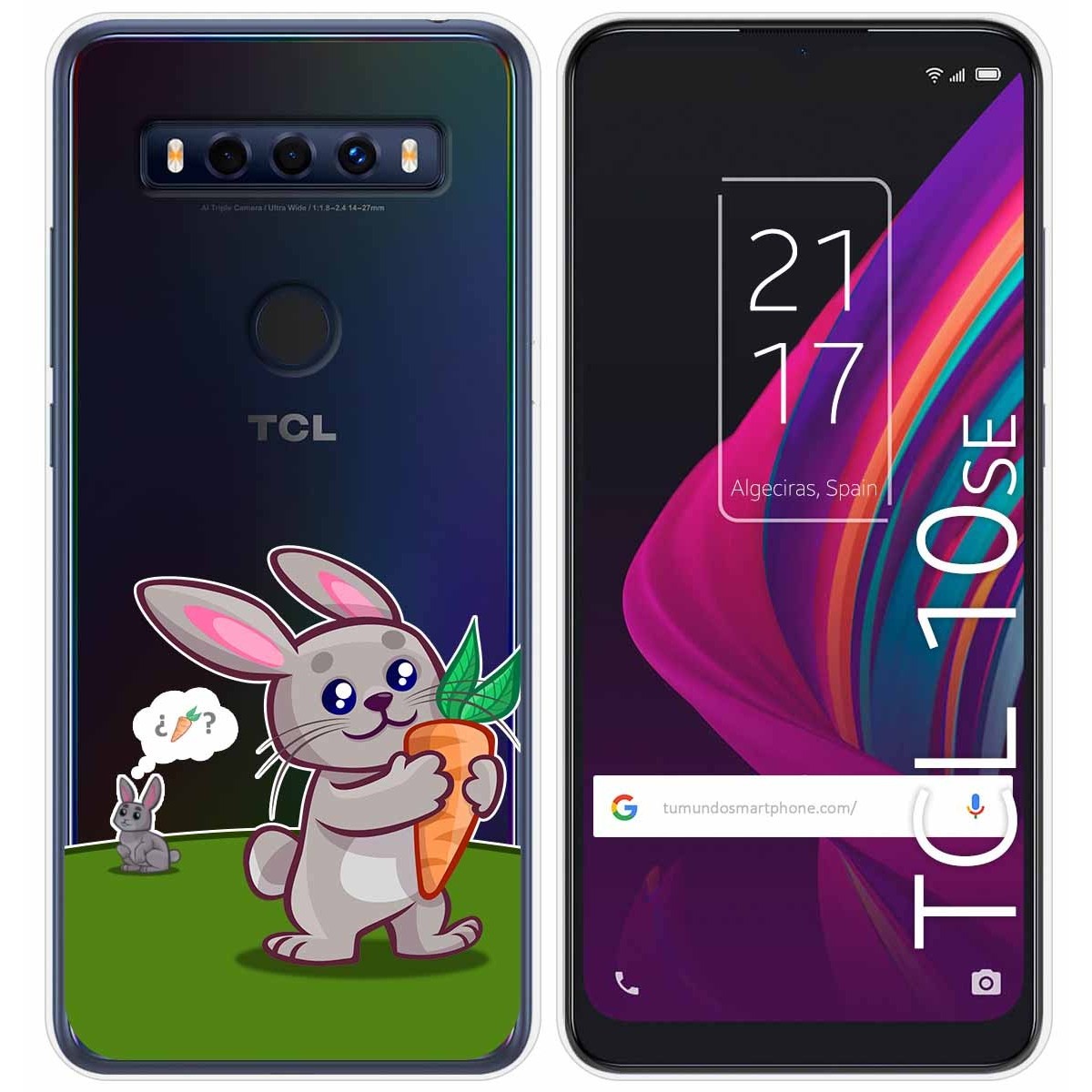 Funda Gel Transparente para TCL 10 SE diseño Conejo Dibujos