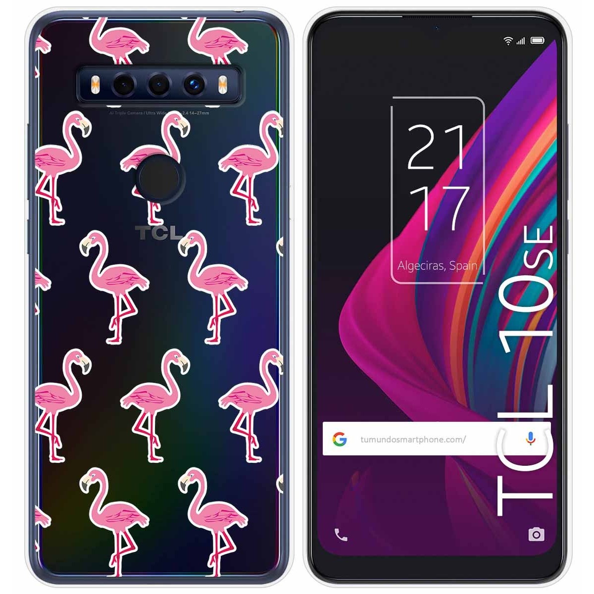 Funda Gel Transparente para TCL 10 SE diseño Flamenco Dibujos