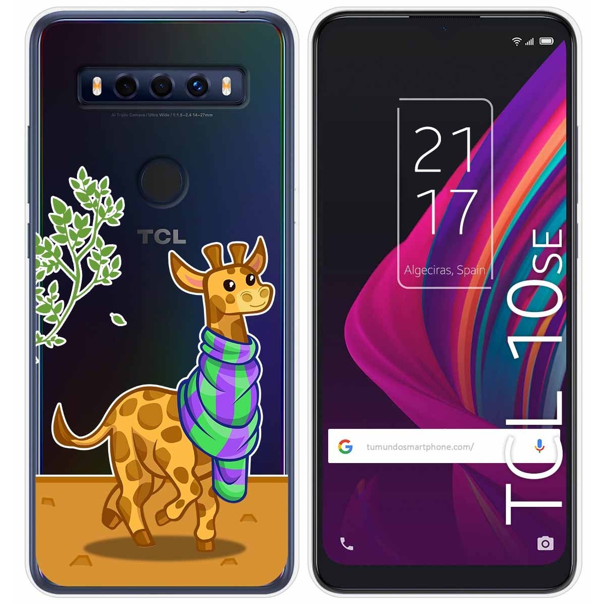 Funda Gel Transparente para TCL 10 SE diseño Jirafa Dibujos