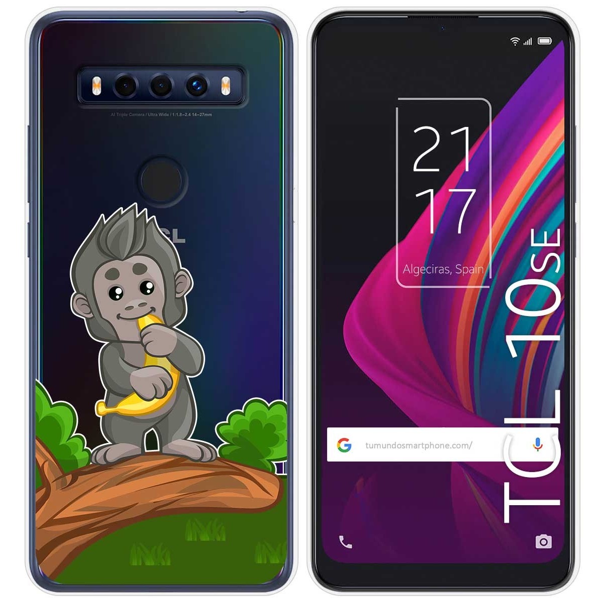Funda Gel Transparente para TCL 10 SE diseño Mono Dibujos