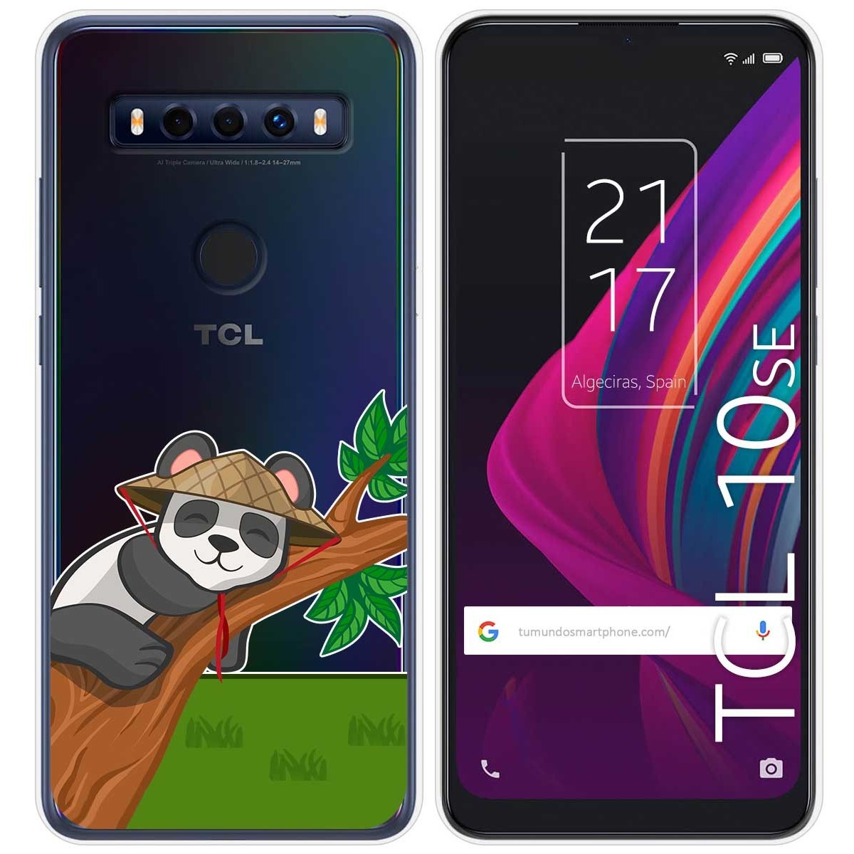 Funda Gel Transparente para TCL 10 SE diseño Panda Dibujos