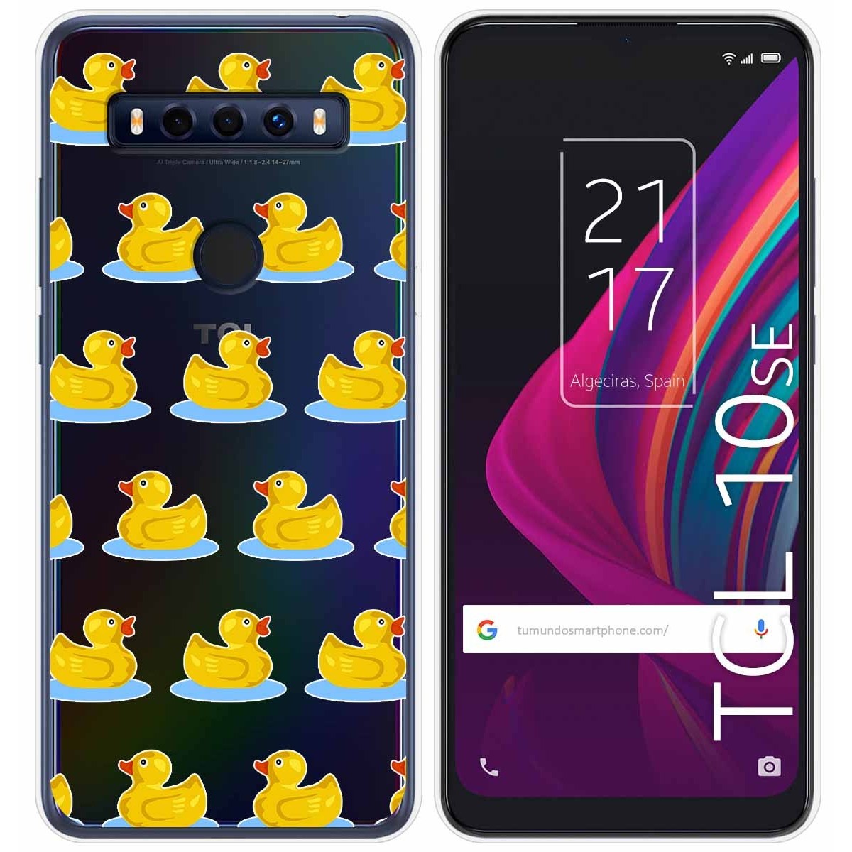 Funda Gel Transparente para TCL 10 SE diseño Pato Dibujos