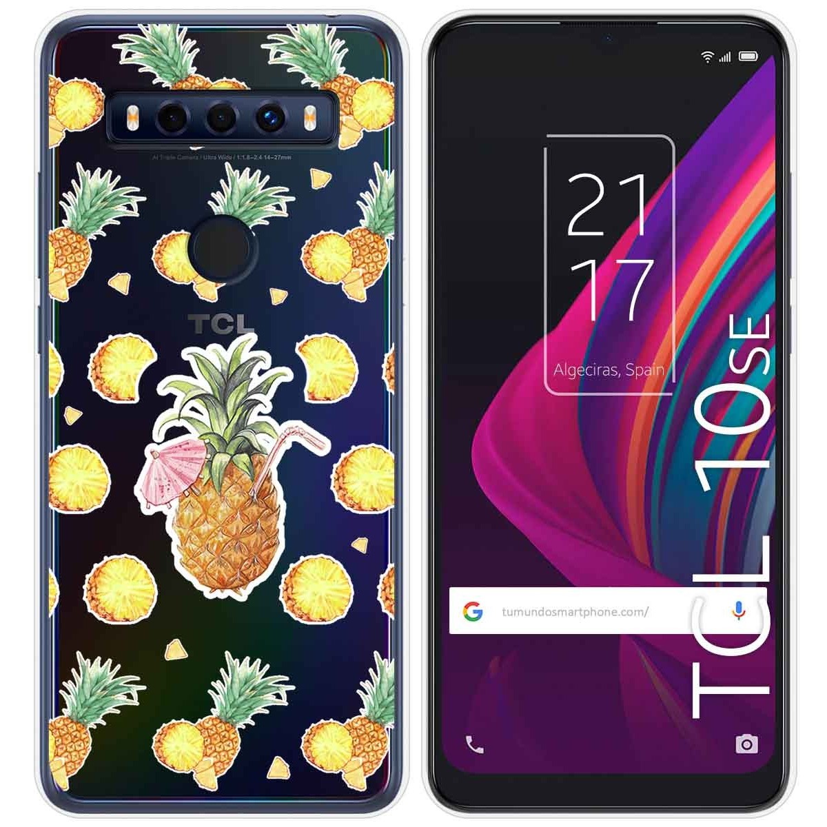 Funda Gel Transparente para TCL 10 SE diseño Piña Dibujos