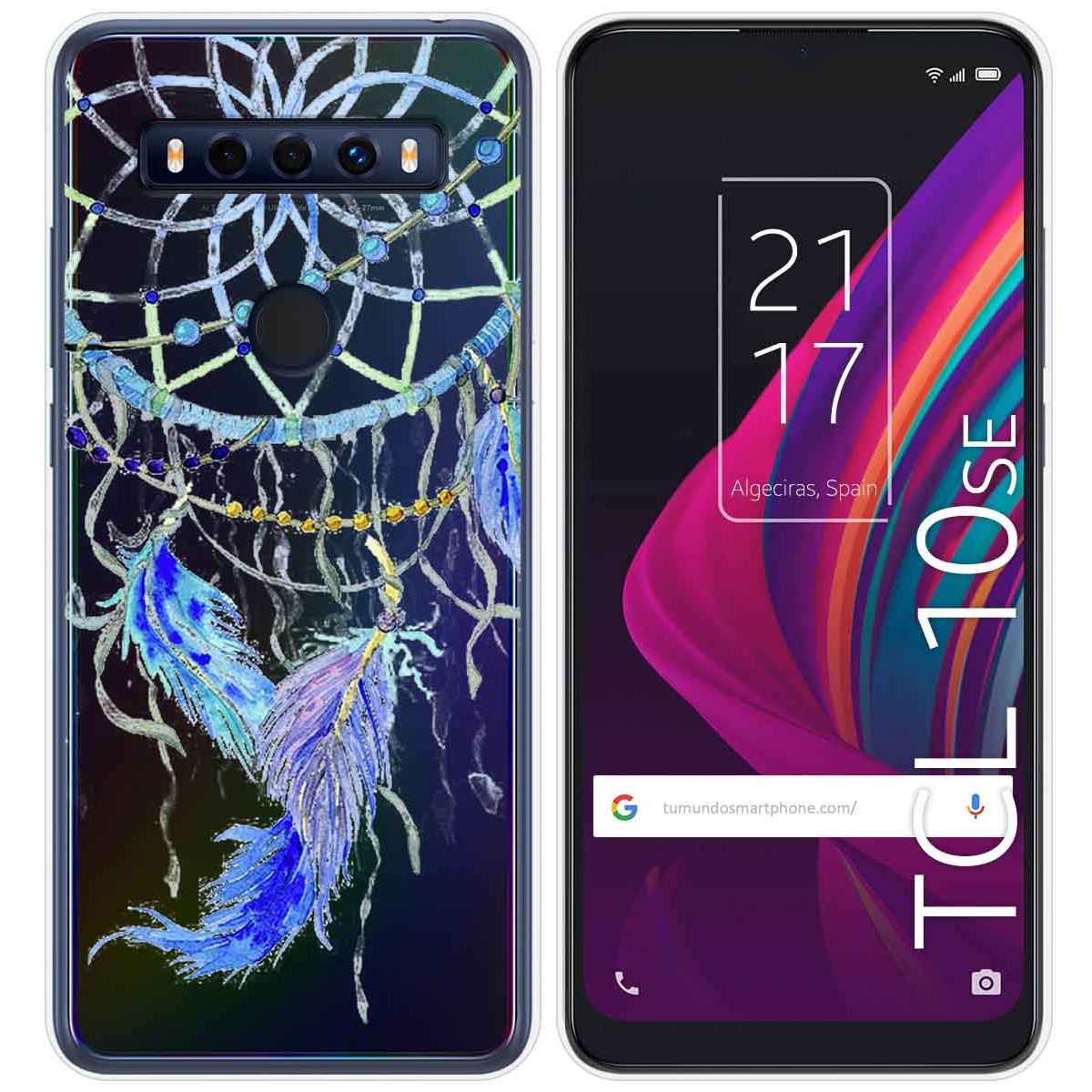 Funda Gel Transparente para TCL 10 SE diseño Plumas Dibujos