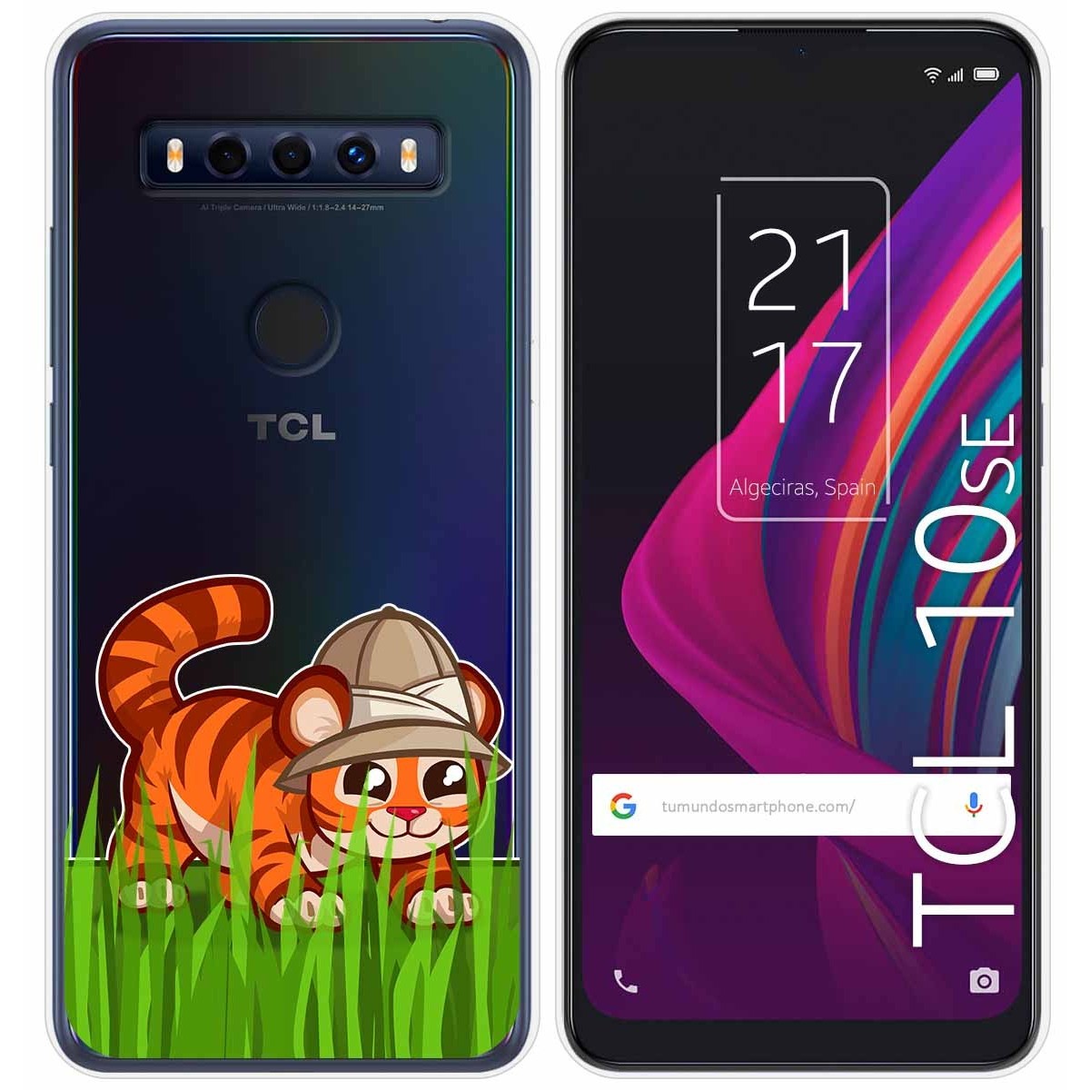 Funda Gel Transparente para TCL 10 SE diseño Tigre Dibujos