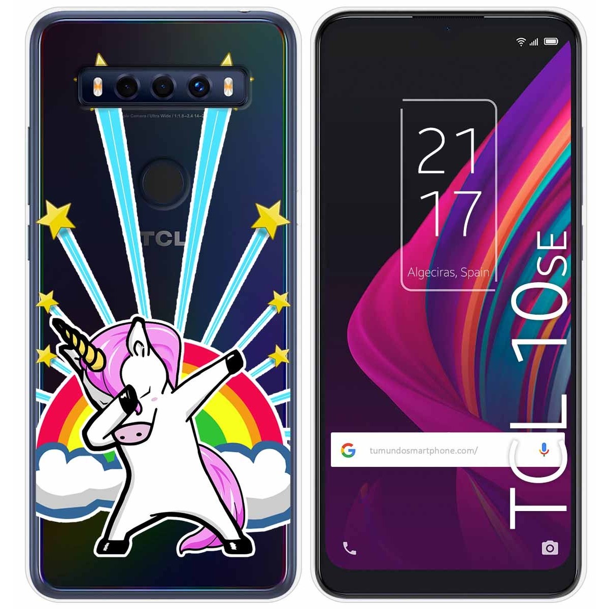 Funda Gel Transparente para TCL 10 SE diseño Unicornio Dibujos