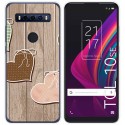 Funda Gel Tpu para TCL 10 SE diseño Corazones Madera Dibujos