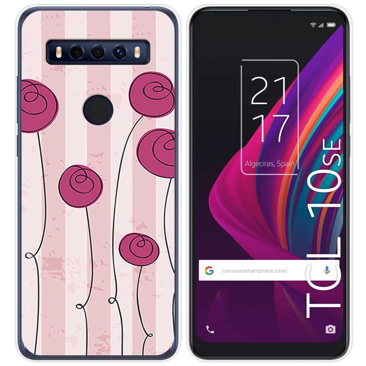 Funda Gel Tpu para TCL 10 SE diseño Flores Vintage Dibujos