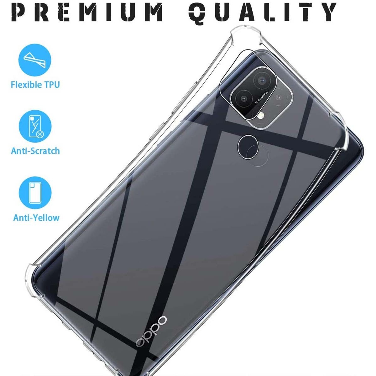 Funda Gel Tpu Anti-Shock Transparente para Oppo A15