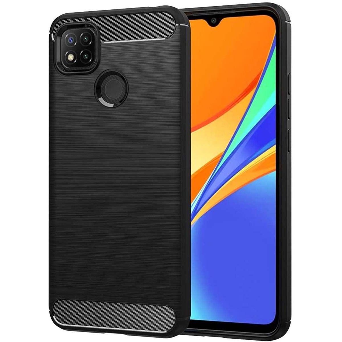 Funda Gel Tpu Tipo Carbon Negra para Oppo A15