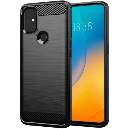 Funda Gel Tpu Tipo Carbon Negra para Oppo A53 / A53s