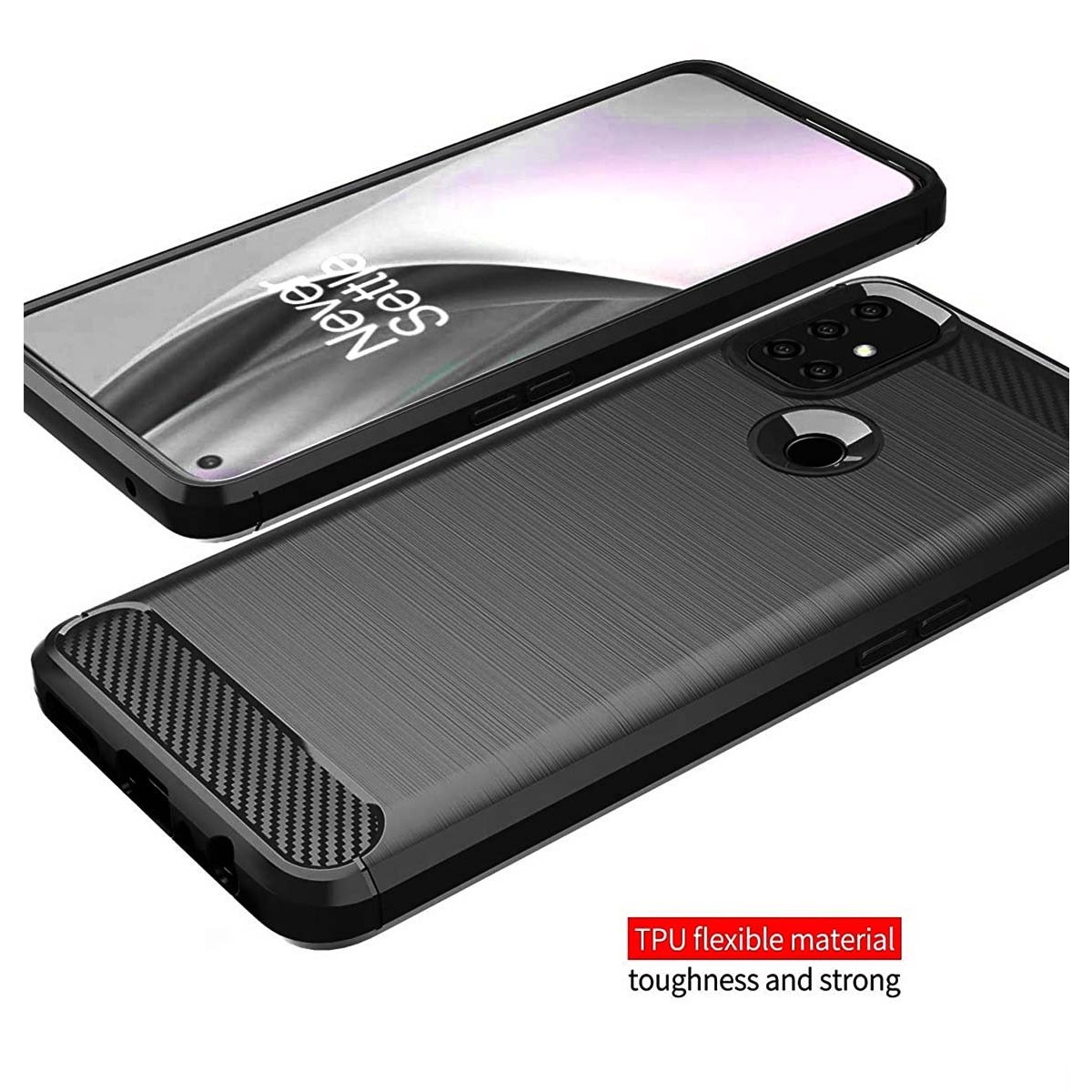 Funda Gel Tpu Tipo Carbon Negra para Oppo A53 / A53s