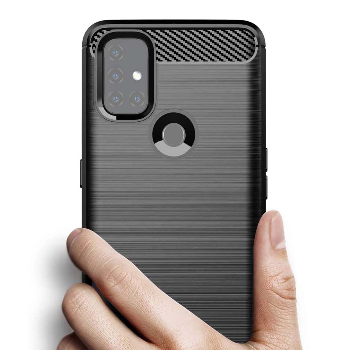 Funda Gel Tpu Tipo Carbon Negra para Oppo A53 / A53s