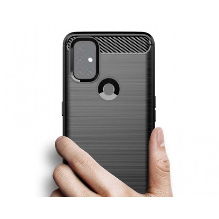 Funda Gel Tpu Tipo Carbon Negra para Oppo A53 / A53s