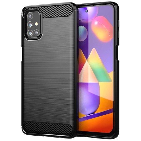 Funda Gel Tpu Tipo Carbon Negra para Samsung Galaxy M31s