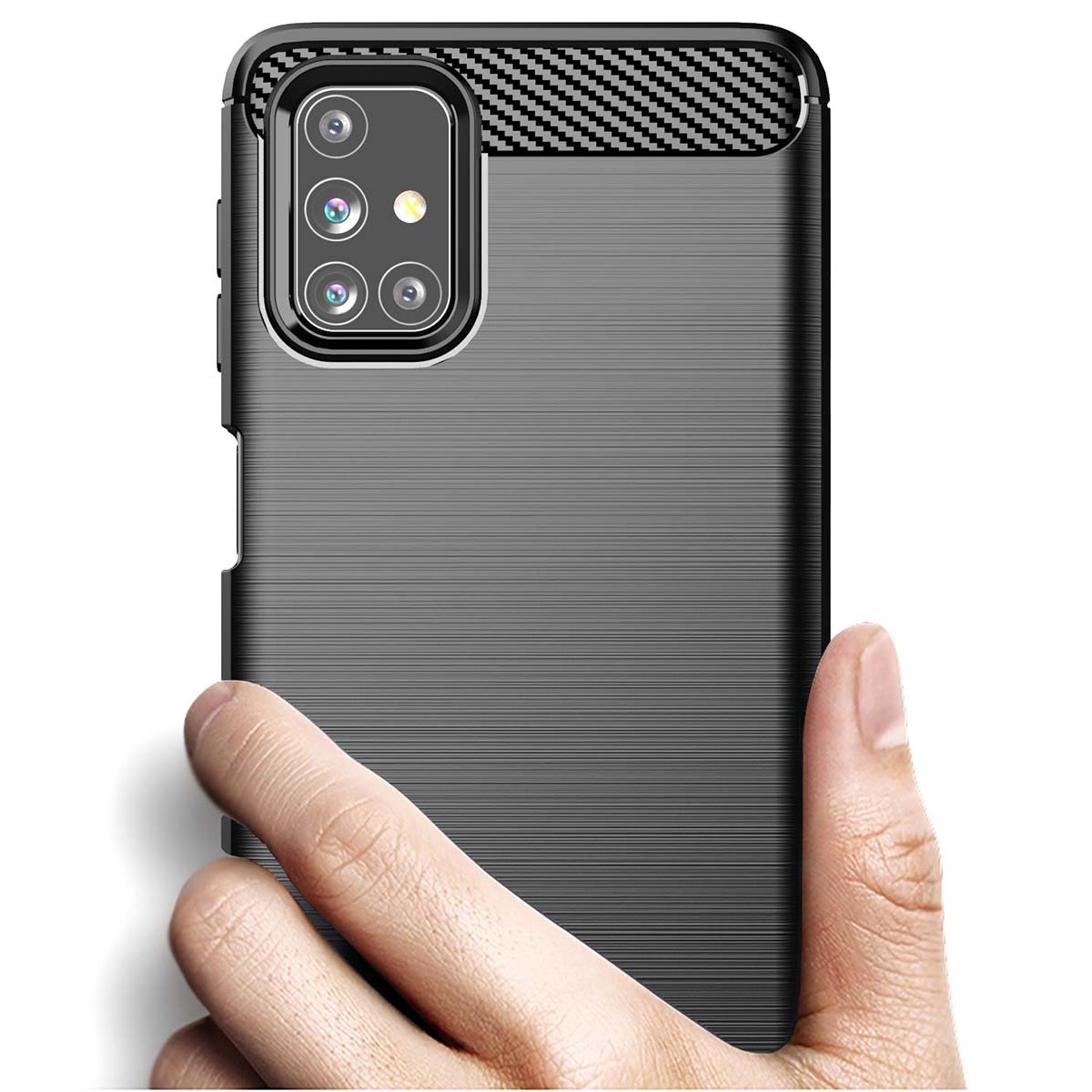 Funda Gel Tpu Tipo Carbon Negra para Samsung Galaxy M31s