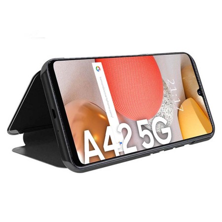 Funda Flip Cover Clear View para Samsung Galaxy A42 5G color Negra