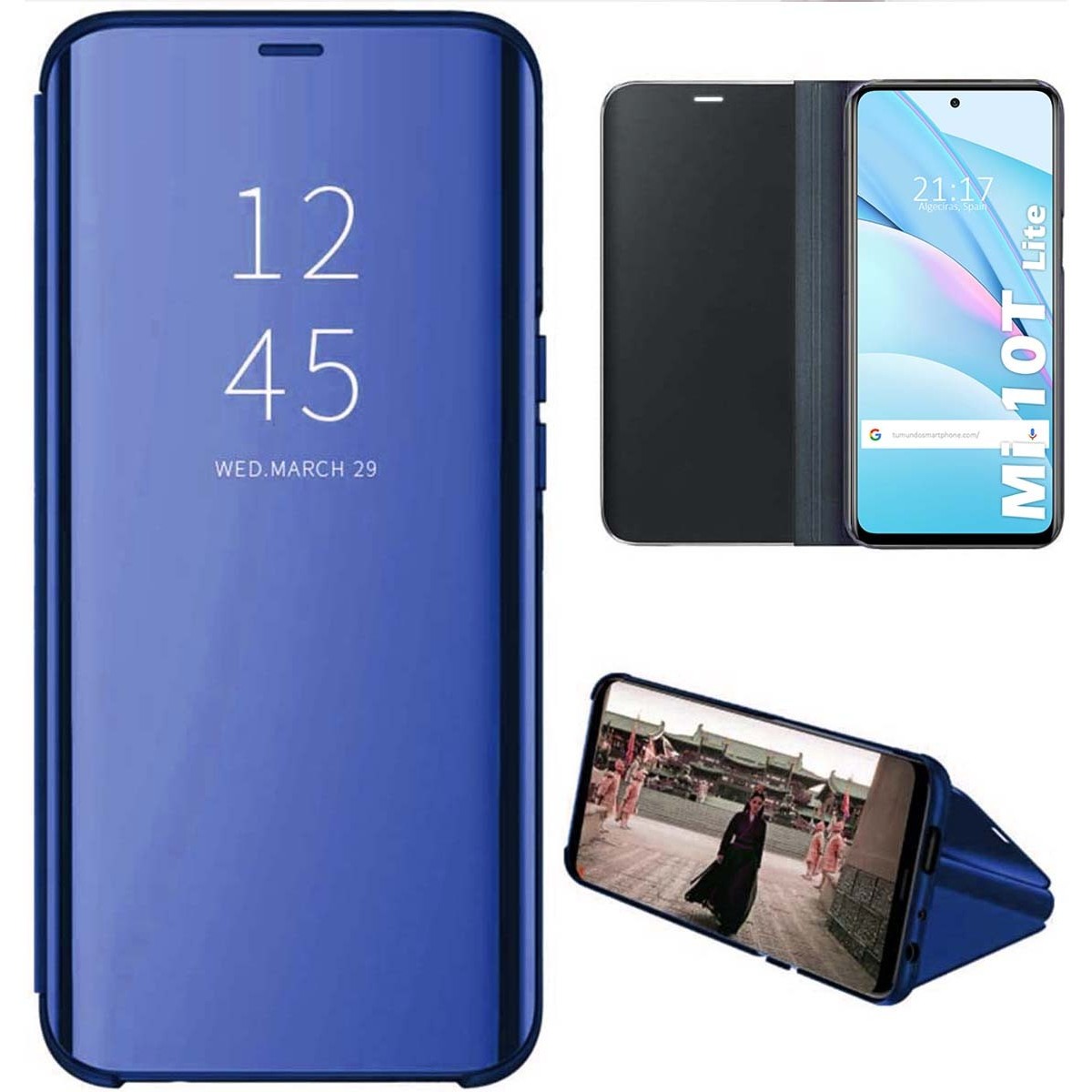 Funda Flip Cover Clear View para Xiaomi Mi 10T Lite color Azul