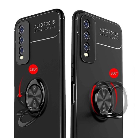 Funda Magnetica Soporte con Anillo Giratorio 360 para Vivo Y20s / Y11s Negra