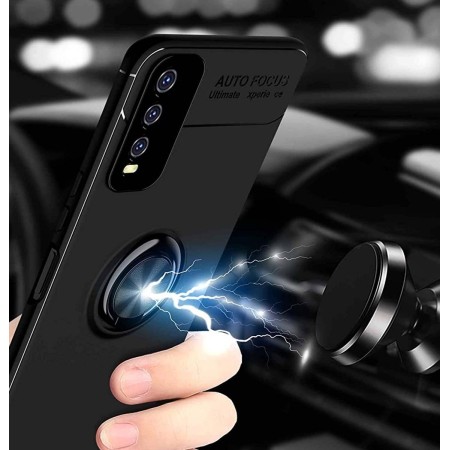 Funda Magnetica Soporte con Anillo Giratorio 360 para Vivo Y20s / Y11s Negra