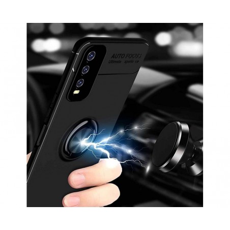 Funda Magnetica Soporte con Anillo Giratorio 360 para Vivo Y20s / Y11s Roja