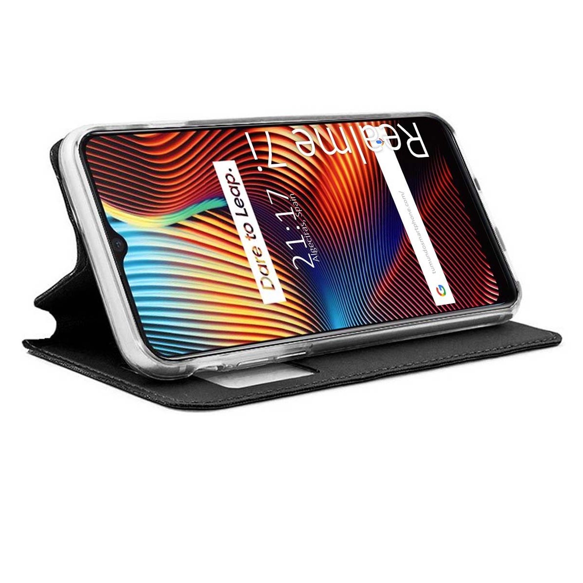 Funda Libro Soporte con Ventana para Realme 7i / Narzo 30A color Negra