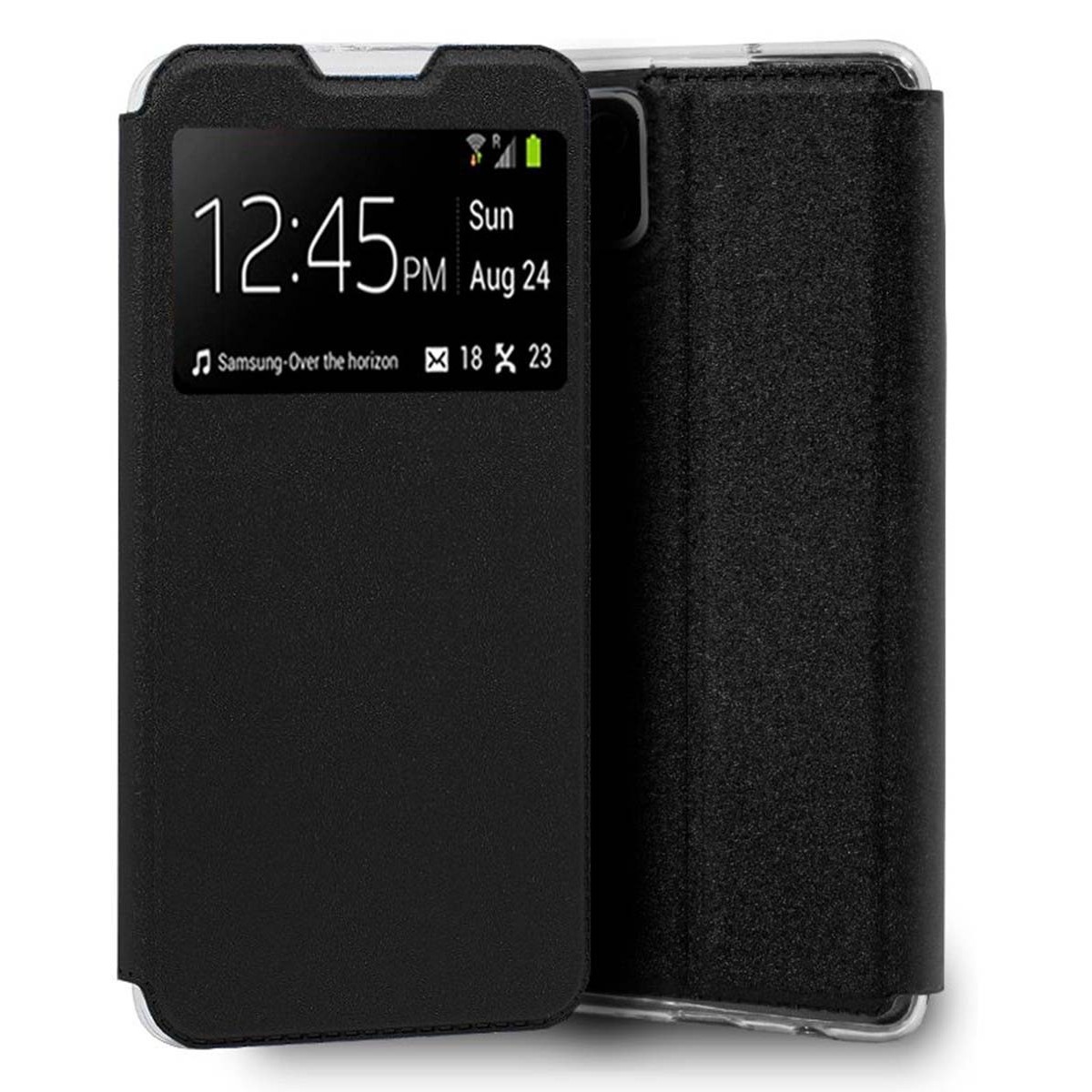 Funda Libro Soporte con Ventana para Samsung Galaxy A12 / M12 color Negra