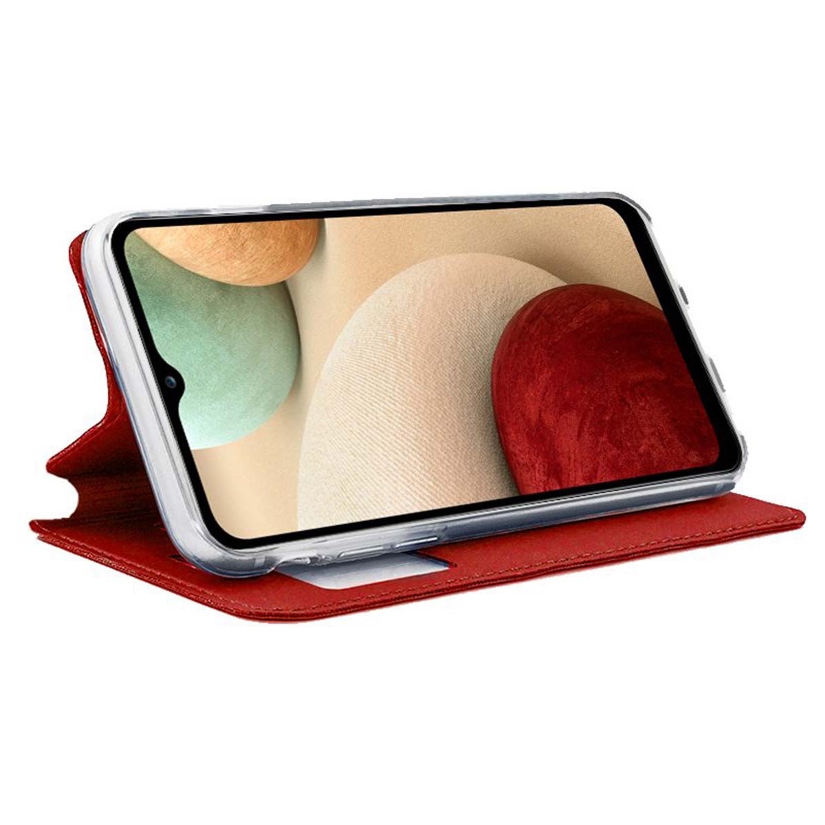 Funda Libro Soporte con Ventana para Samsung Galaxy A12 / M12 color Roja