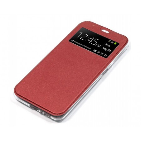 Funda Libro Soporte con Ventana para Samsung Galaxy A12 / M12 color Roja