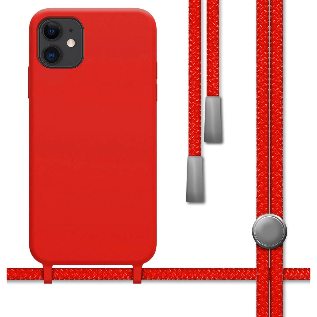 Funda Silicona Líquida con Cordón para Iphone 11 (6.1) color Roja
