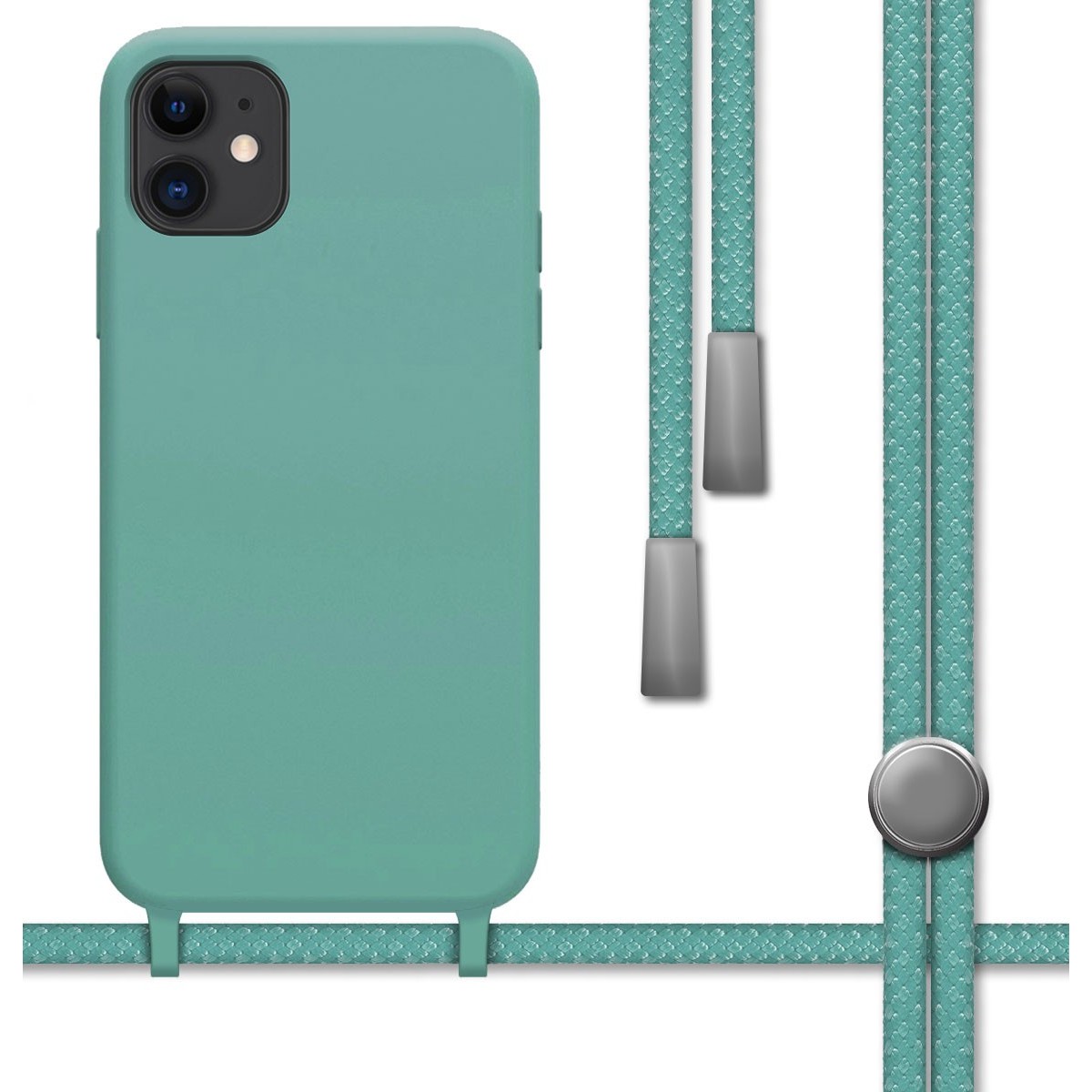 Funda Silicona Líquida con Cordón para Iphone 11 (6.1) color Verde