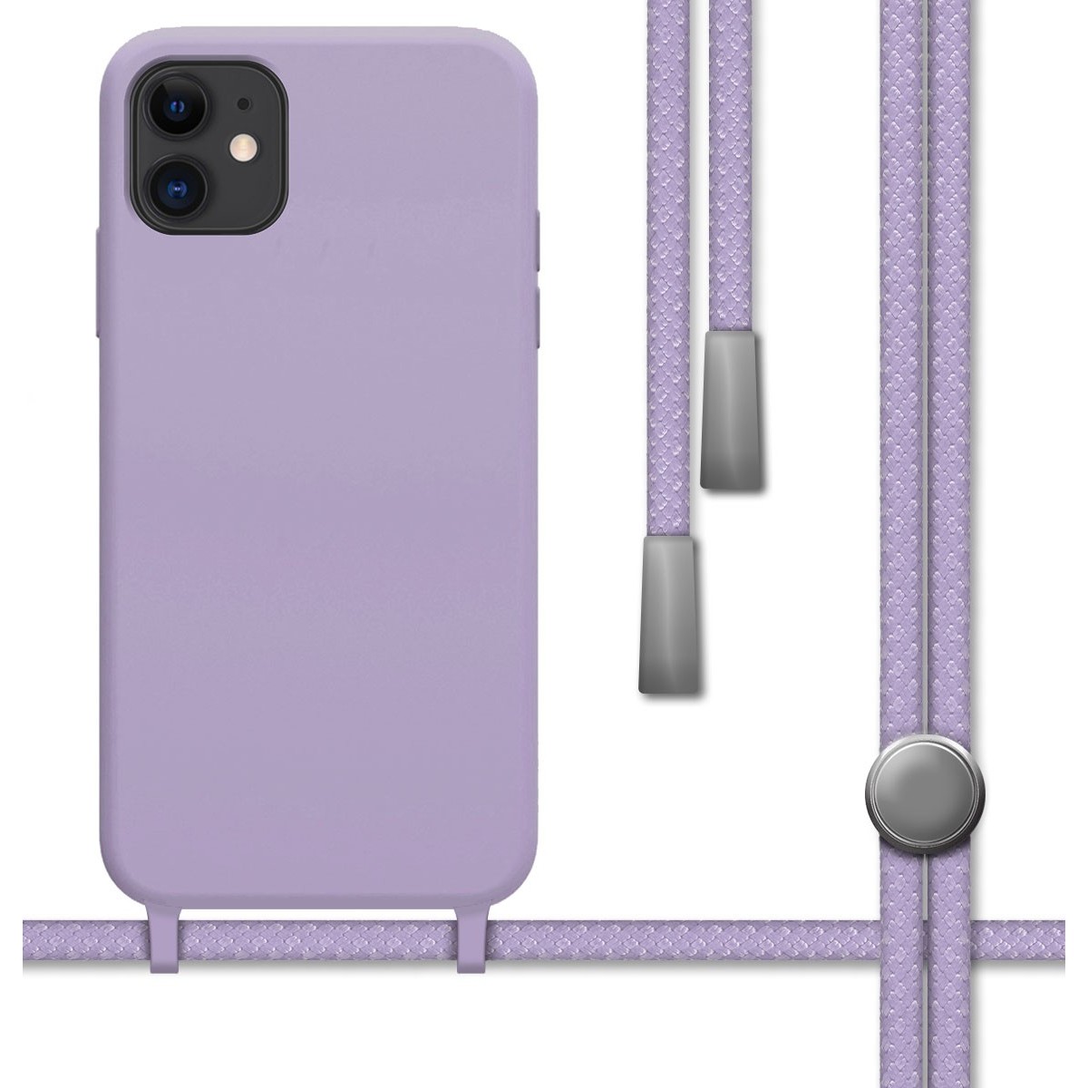 Funda Silicona Líquida con Cordón para Iphone 11 (6.1) color Morada
