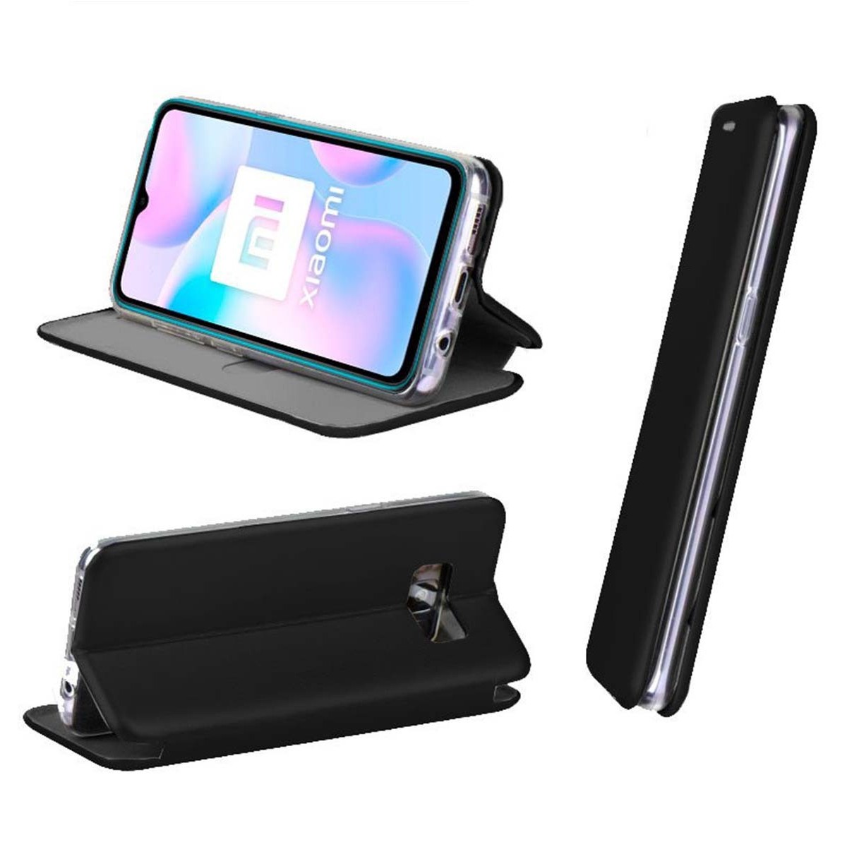 Funda Libro Soporte Magnética Elegance Negra para Xiaomi Redmi 9A / 9AT