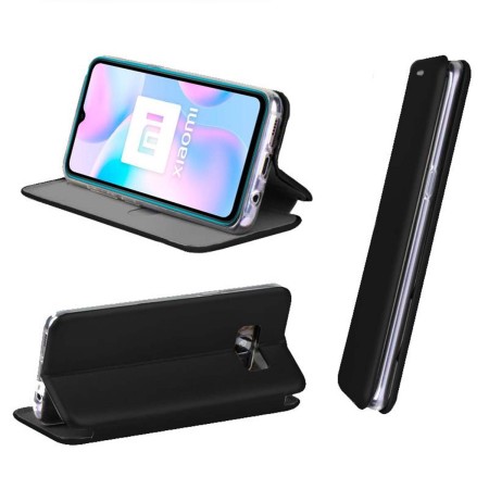 Funda Libro Soporte Magnética Elegance Negra para Xiaomi Redmi 9A / 9AT