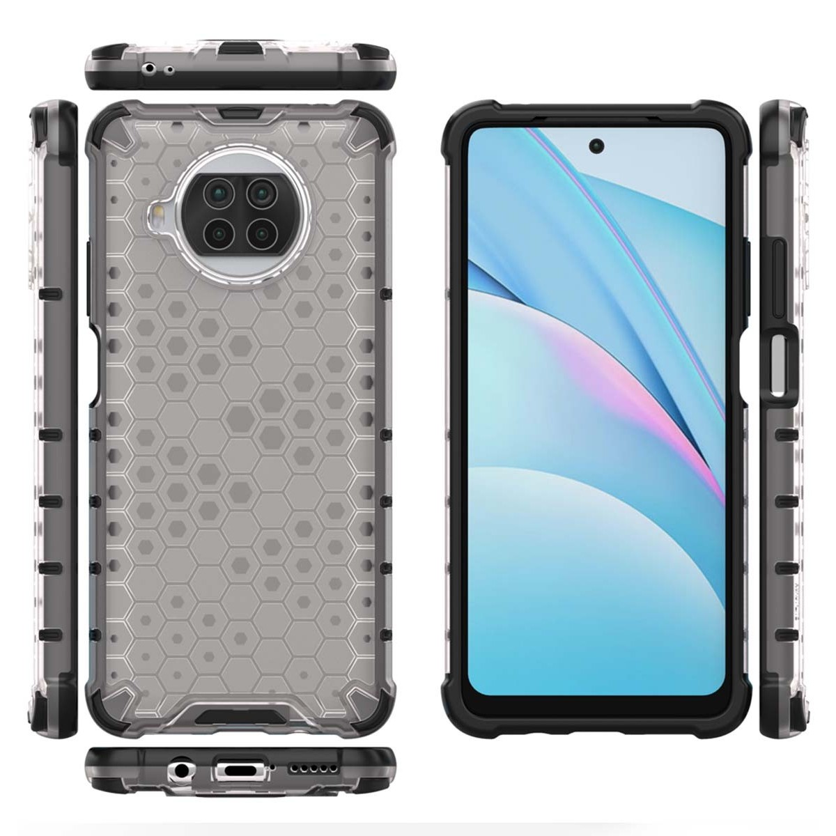 Funda Tipo Honeycomb Armor (Pc+Tpu) Transparente para Xiaomi Mi 10T Lite