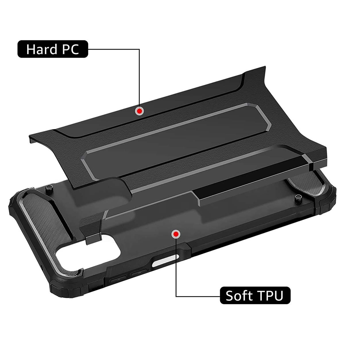 Funda Tipo Hybrid Tough Armor (Pc+Tpu) Negra para Samsung Galaxy M31s